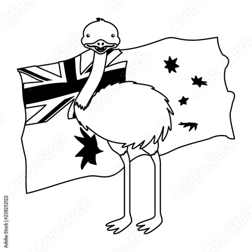 emu with hat australian flag celebration