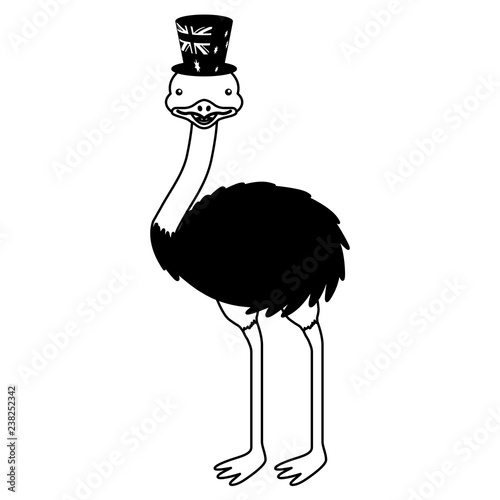 emu with hat australian flag celebration