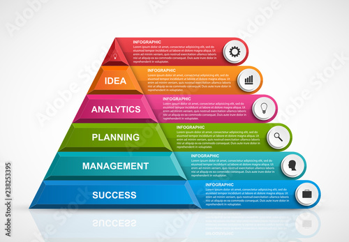 Infographic template with pyramid for presentations or information booklet. Vector illustration.