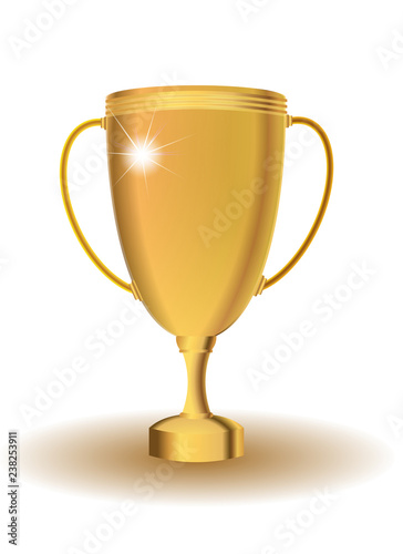 gold vector cup isolated on white background.