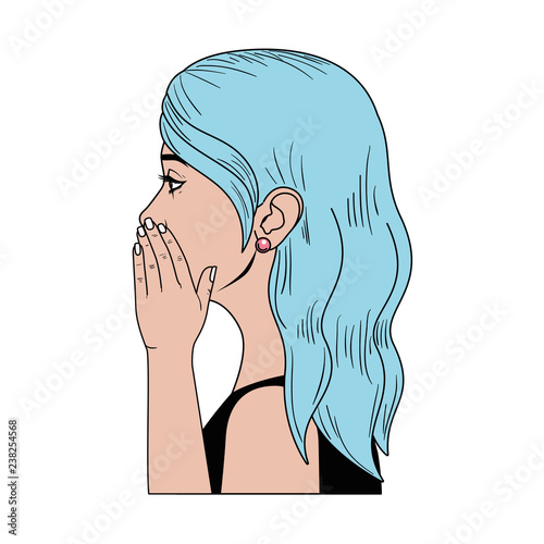 woman telling a secret avatar character