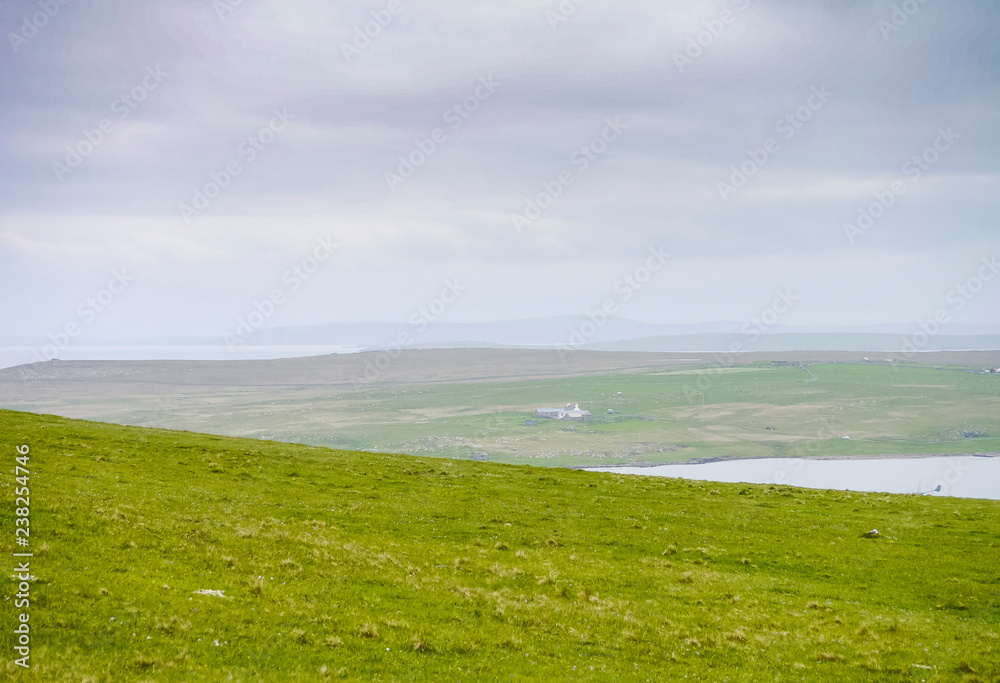 green islands and blue sky of shetland green islands and blue sky of shetland