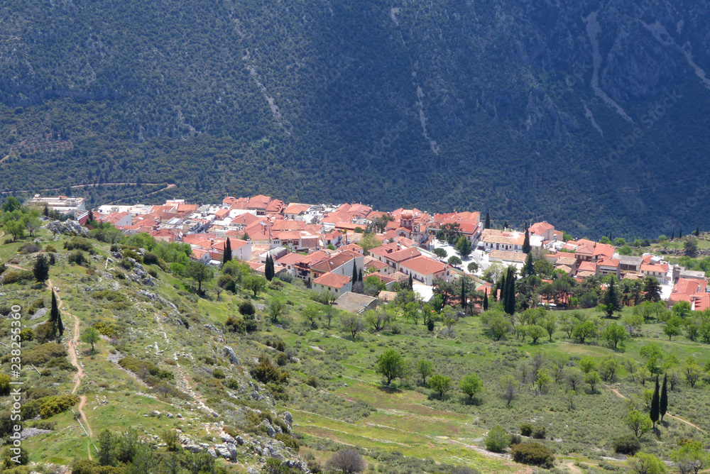 View of modern Delphi in spring