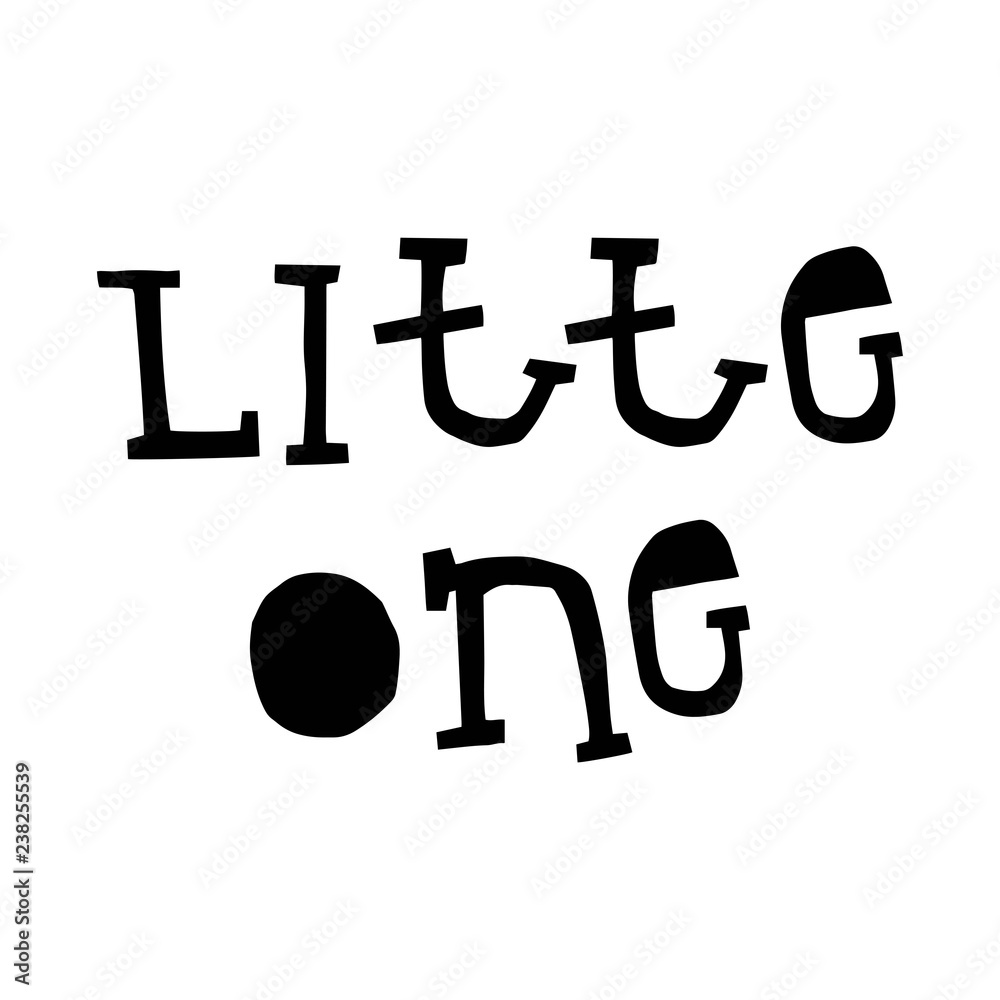 Little one - fun lettering phrase cut out of paper in scandinavian style. Vector illustration Little one - fun lettering phrase cut out of paper in scandinavian style. Vector illustration