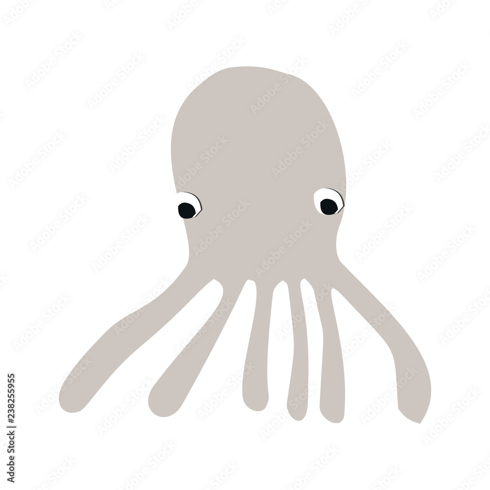 Summer kids poster with a octopus cut out of paper. Vector illustration Summer kids poster with a octopus cut out of paper. Vector illustration