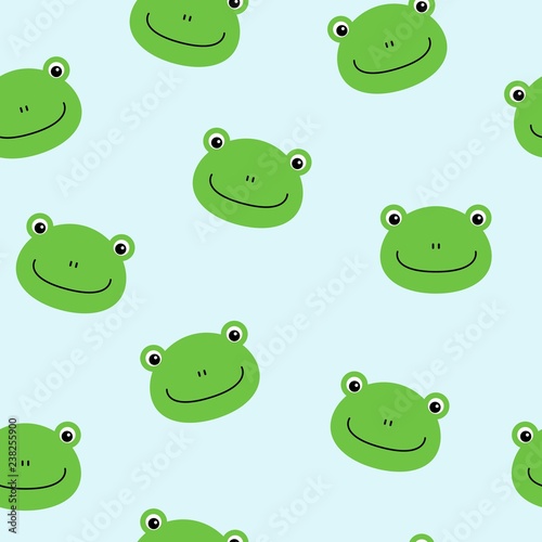 Seamless pattern with cute frogs. Vector background for kids © YuliaR
