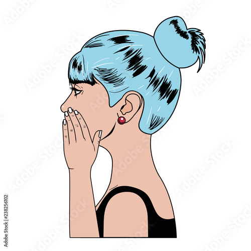 woman telling a secret avatar character