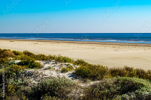 Fototapeta Naklejka Na Ścianę i Meble -  Gulf of Mexico beach at Galveston, Texas near the San Luis Pass