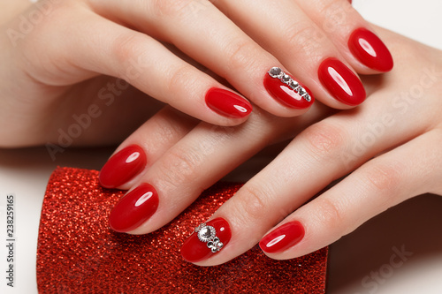 Bright festive red manicure
