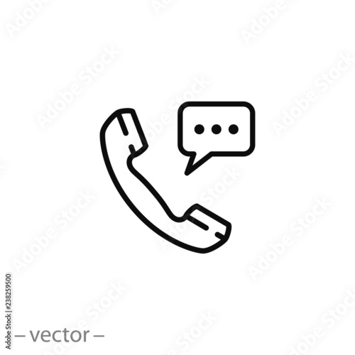 phone receiver icon, phone call line vector illustration on white background - editable stroke