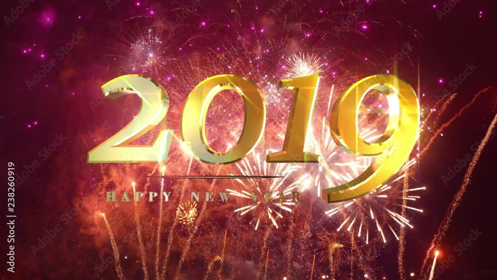 2019 New year fireworks show in 4K slow motion 60fps