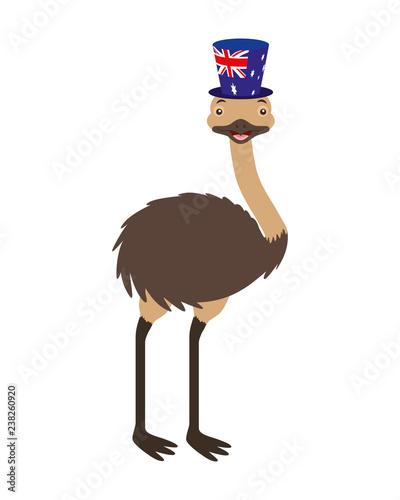 emu with  hat australian flag celebration