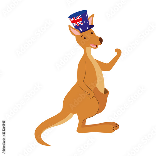 kangaroo with  hat australian flag