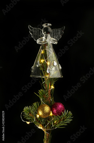 Glass angel on a Christmas tree