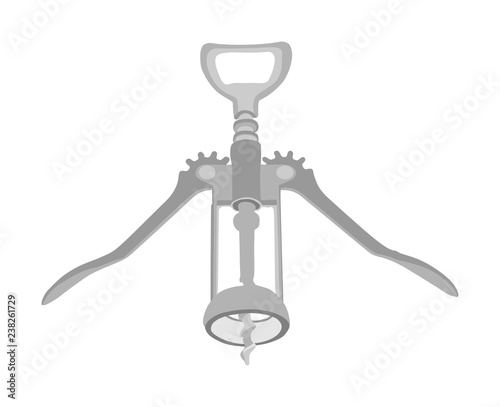 Wine bottle opener vector isolated on white background. Pub and restaurant equipment for drinks.