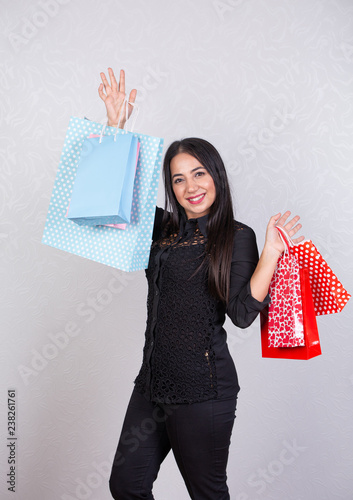 Pretty girl doing shopping background