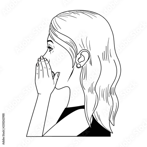 woman telling a secret avatar character