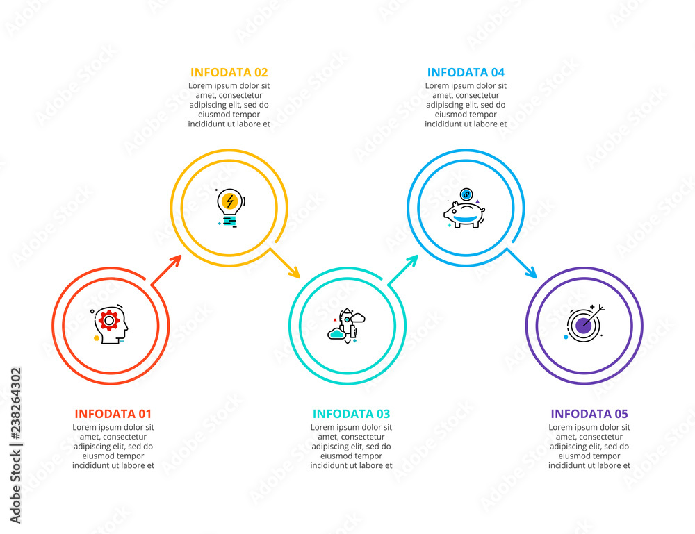 Thin line flat element for infographic. Template for diagram, graph, presentation and chart. Business concept with 5 options, parts, steps or processes. Data visualization. Thin line flat element for infographic. Template for diagram, graph, presentation and chart. Business concept with 5 options, parts, steps or processes. Data visualization.