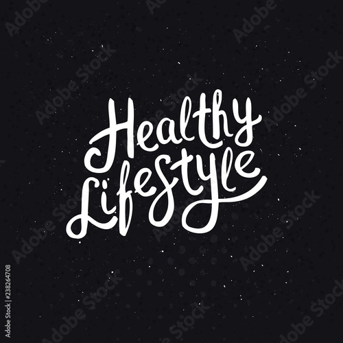 White Healthy Lifestyle Phrase on Abstract Black