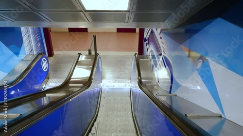 escalator of the new metro station Lilla metro 5, stop Tre torri in Milan.