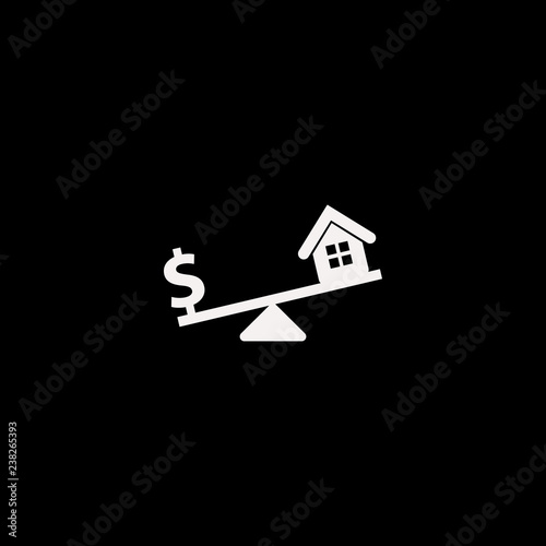 Dollar house scales vector icon. flat Dollar house scales design. Dollar house scales illustration for graphic