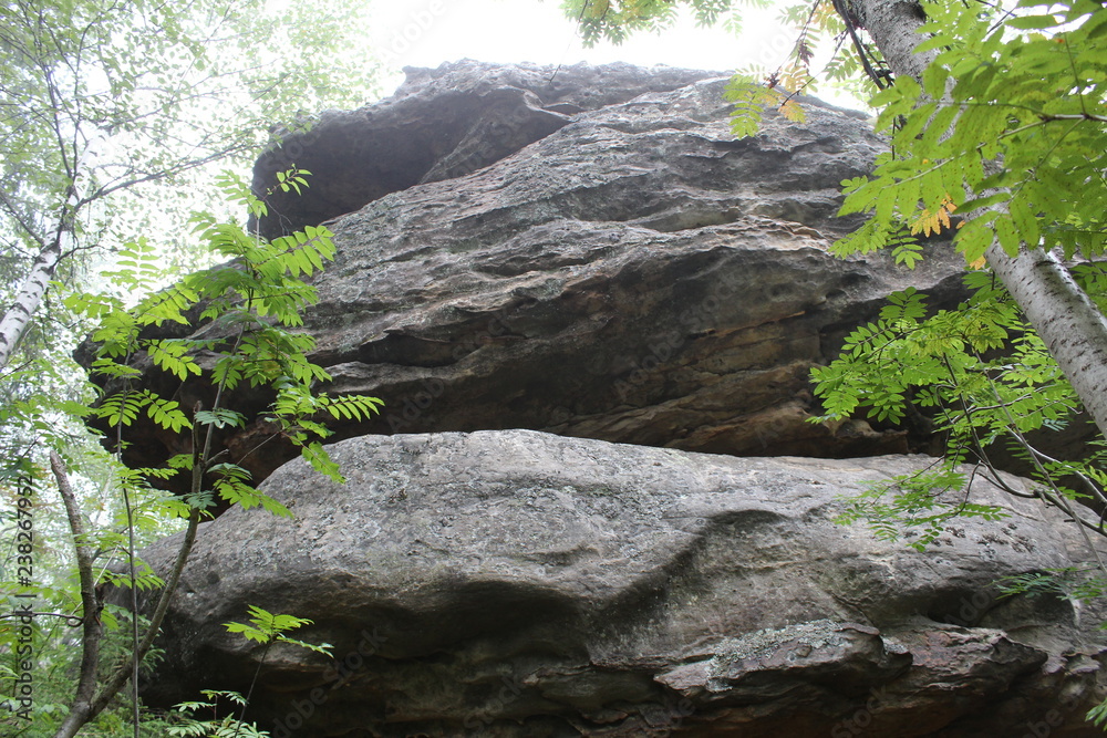 photo landscape of forest and stones on the mountain photo landscape of forest and stones on the mountain