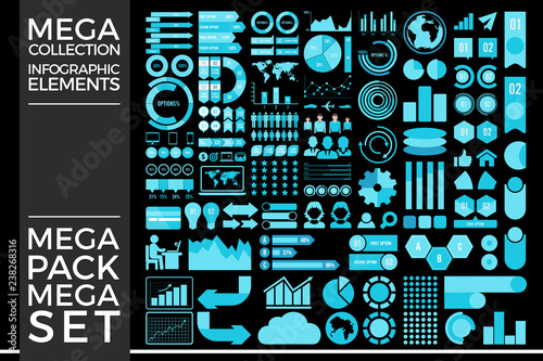 Mega Collection and Mega Set Infographic Elements Vector Design Eps 10
