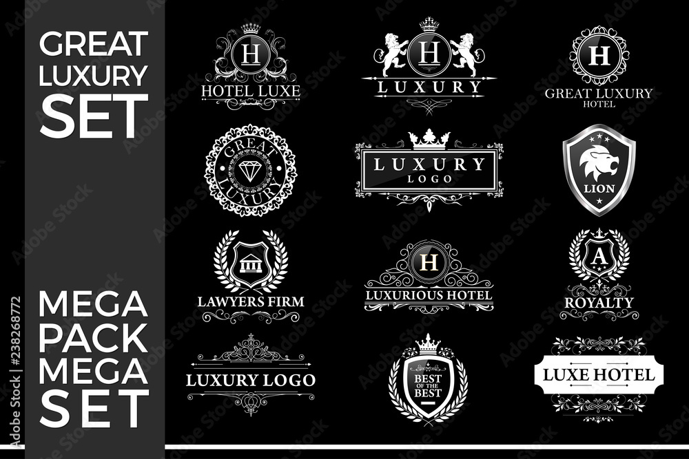 Fototapeta premium Great Luxury Set, Royal and Elegant Logo Template Vector Design Eps 10