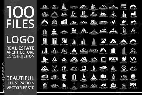 Mega Set and Big Group, Real Estate, Building and Construction Logo Vector Design Eps 10