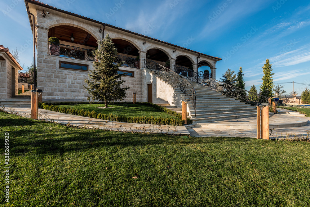 Retro style luxury house exterior Retro style luxury house exterior