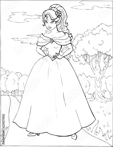 Coloring book for children. Beautiful little princess 16