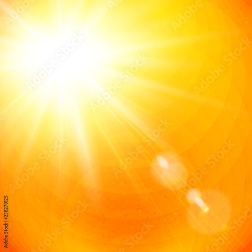 Vivid orange sunburst with sun flare