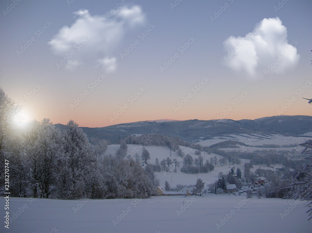 Beautiful winter landscape with snow covered trees Beautiful winter landscape with snow covered trees