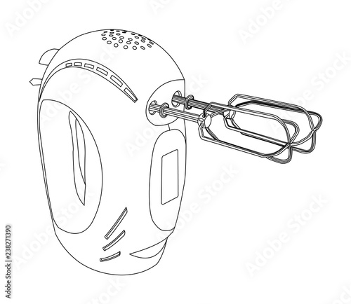 Handy kitchen mixer vector isolated on white background.