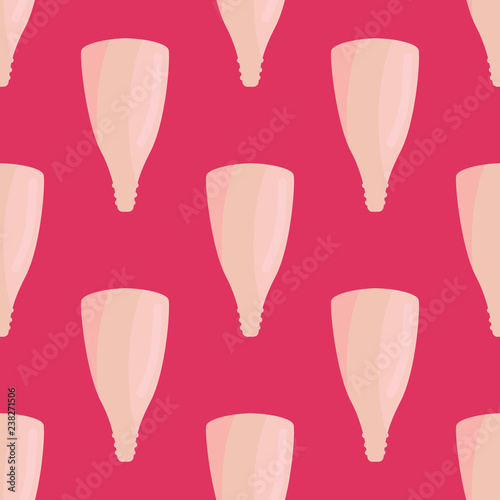 Menstrual cup seamless pattern in flat style