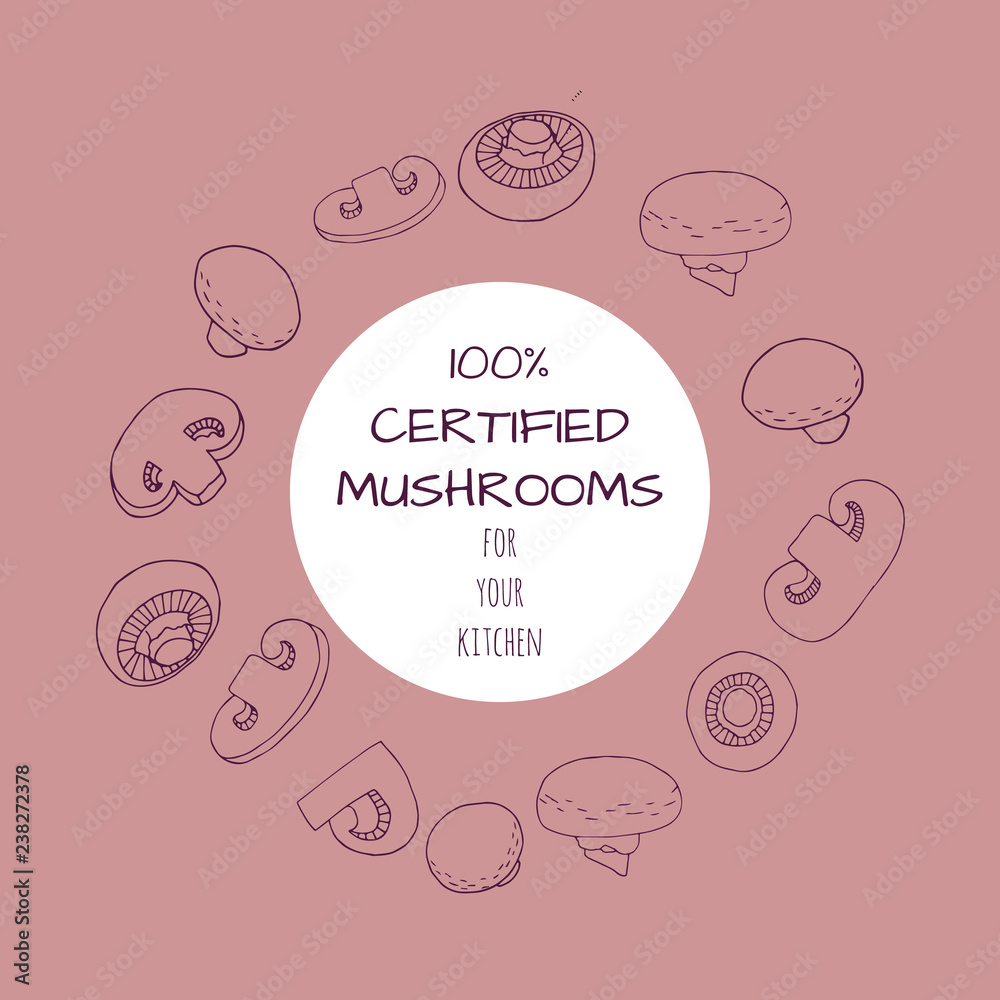 Banner with champignons in hand drawn style Banner with champignons in hand drawn style