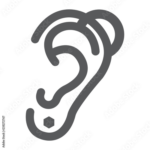 Ear piercing glyph icon, jewelry and accessory, pierced ear sign, vector graphics, a solid pattern on a white background.