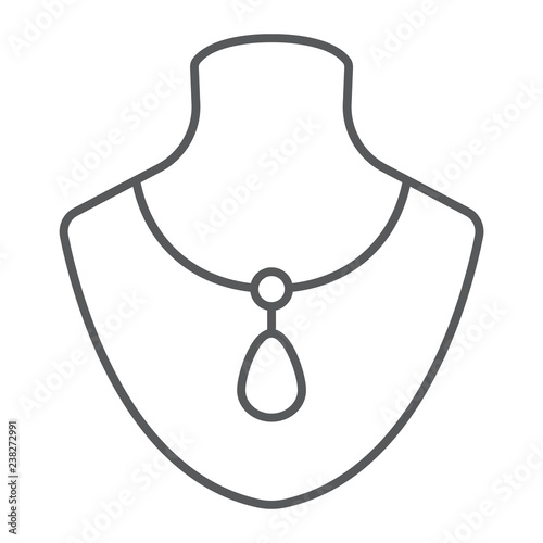 Necklace on manneqiun thin line icon, jewelry and accessory, dummy with jewelry sign, vector graphics, a linear pattern on a white background. photo