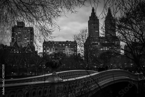 Bow Bridge in Central Park in Black and White - New York City, NY