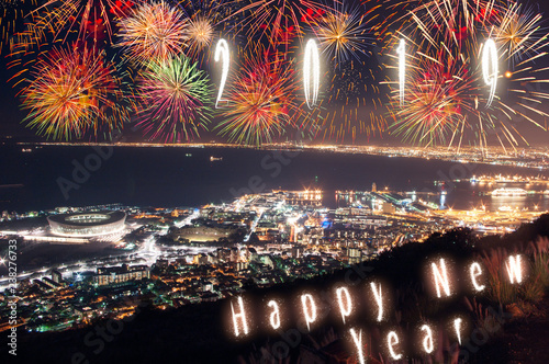 NightView from Signal Hill road over Capetown and Table mountain, Western Cape, RSA, South Africa, Africa
