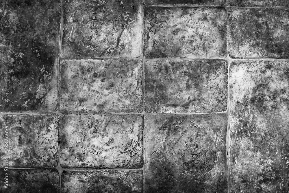 Obraz premium Black and white stonework texture. Stone blocks on the floor. Background for design patterns.