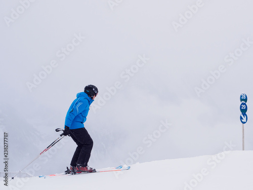 Skier in fog