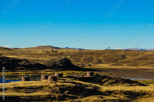 Fototapeta Naklejka Na Ścianę i Meble -  Landscape view from Sillustani, Peru