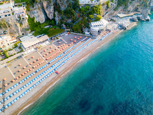 An aerial view of Positano on the Amalfi Coast in Italy
