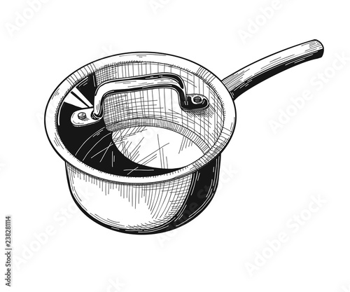 Saucepan isolated on white background. Vector illustration.