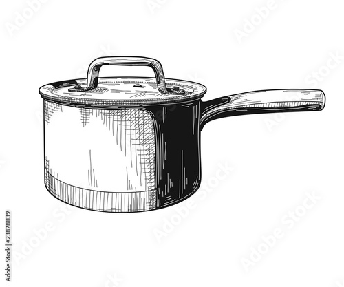 Saucepan isolated on white background. Vector illustration.