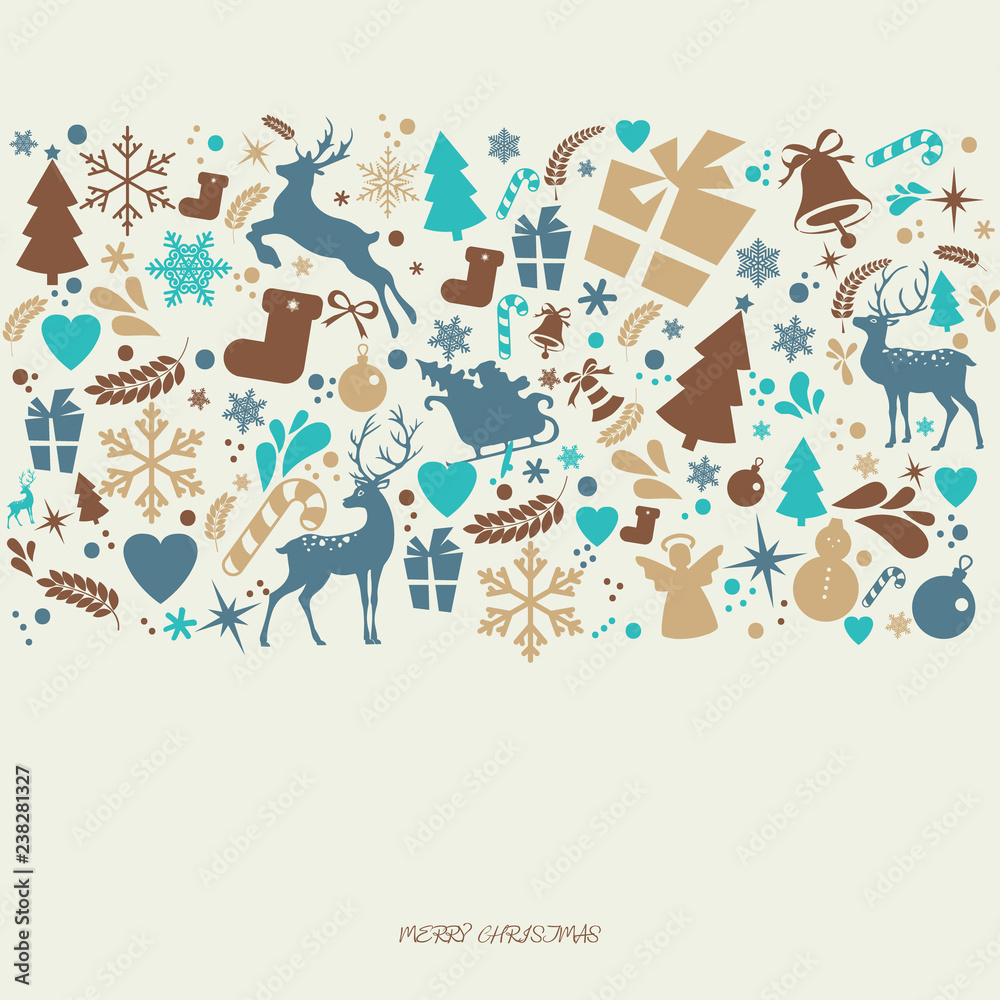 Merry Christmas and New Year decorations elements seamless pattern border, Christmas backgrounds and wrapping paper. Vector file
