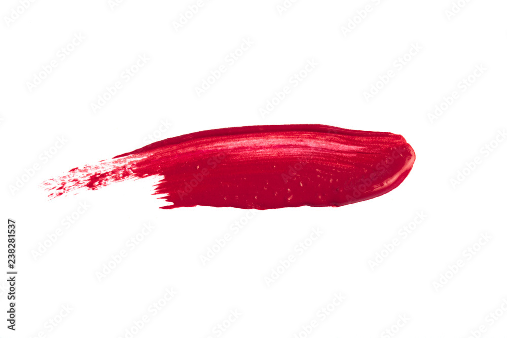 Smudged red lipstick isolated on white background Smudged red lipstick isolated on white background