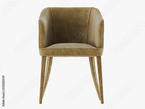 Chair material velvet front view  3d rendering