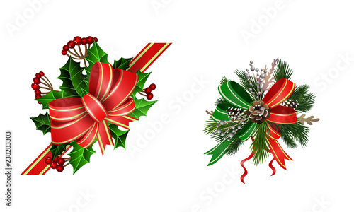 Christmas festive decoration from christmas tree branches